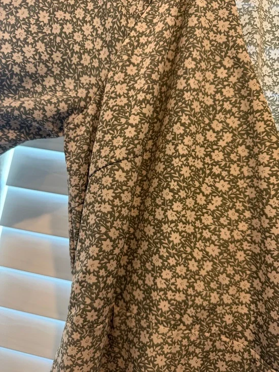 Lulu's Olive Green Floral Midi Dress - Picture 3 of 4